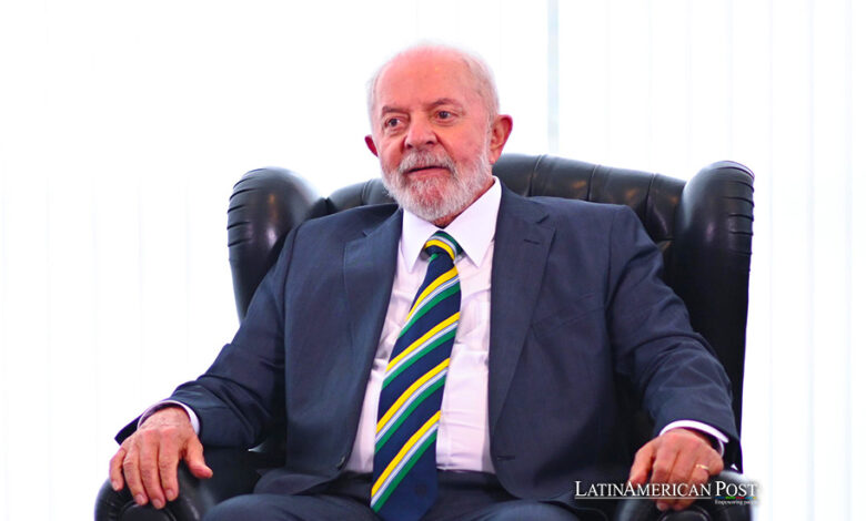 El presidente de Brasil, Luiz Inácio Lula da Silva, se dispone a reunirse con su homólogo de Paraguay, Santiago Peña, hoy, en el Palacio del Itamaraty, en Brasilia (Brasil).
