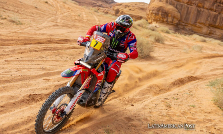 Chilean rider Pablo Quintanilla of Monster Energy Honda in action during the prologue of the 2024 Rally Dakar.