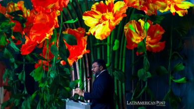 El gobernador del estado de Amazonas, Wilson Lima, habla durante la apertura del "Sustainability Week"