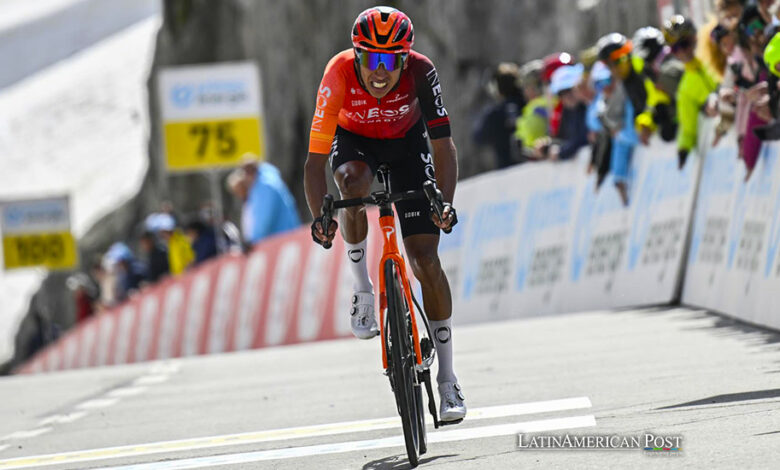 Egan Bernal from Colombia of Ineos Grenadiers competes in the Tour de Suisse's fourth stage