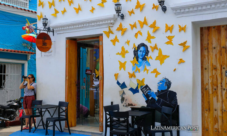 Fotografía de un mural dedicado al escritor colombiano Gabriel García Márquez, este jueves en una calle del barrio Getsemaní, en Cartagena (Colombia)