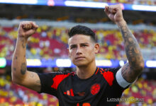 Colombia midfielder James Rodriguez walks off the field at the end of the CONMEBOL Copa America 2024