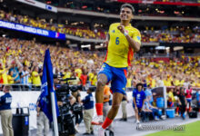 Richard Rios of Colombia celebrates after scoring the 4-0 goal against Panama