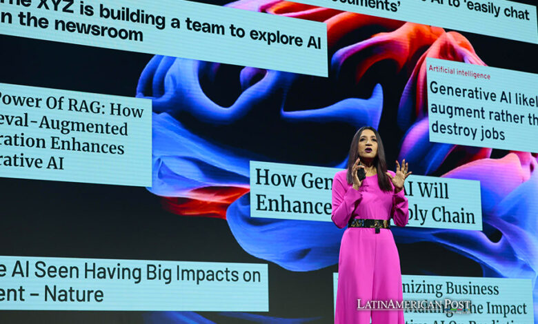 La vicepresidenta de Amazon Web Services (AWS), Nandini Ramani, habla durante la AWS Summit 2024, este miércoles, en Ciudad de México (México).