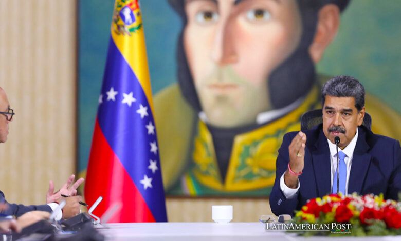 Fotografía cedida por Prensa Miraflores del presidente de Venezuela, Nicolás Maduro, durante un acto, este lunes, en Caracas (Venezuela).